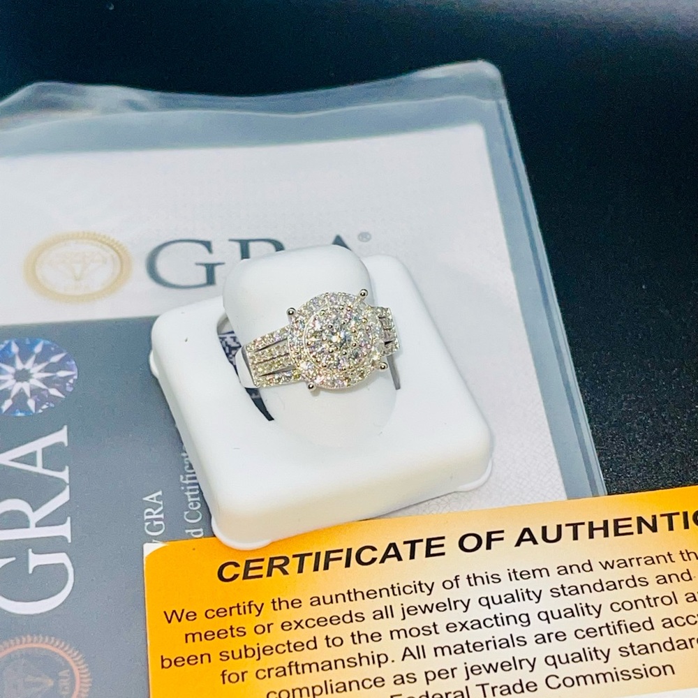 14k white gold vermeil Bridal ring, VVS GRA certified moissanite diamond ring - Picture 9 of 10